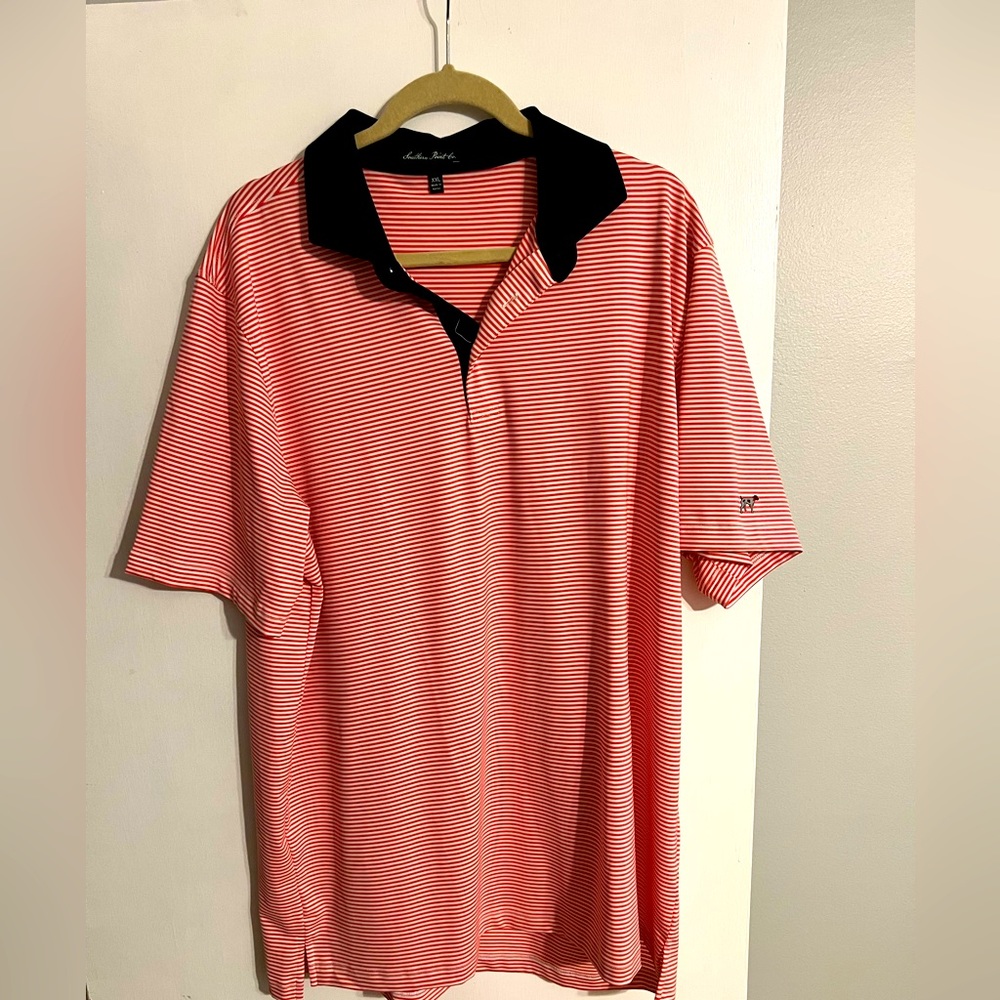 Never worn red and white striped Southern Point Co polo
